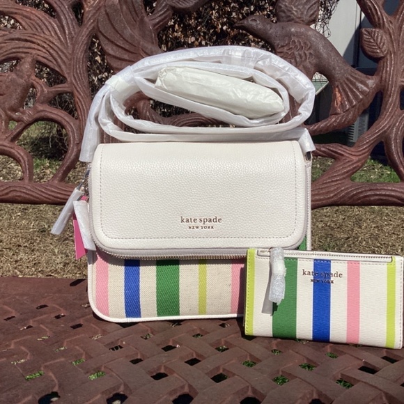 NWT kate spade Matching Set Run Around Stripe Bag & Bradley Breezy Strip… - Picture 12 of 12